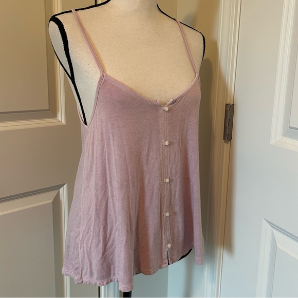 American eagle light pink soft and sexy flowy button down tank - Picture 1 of 6